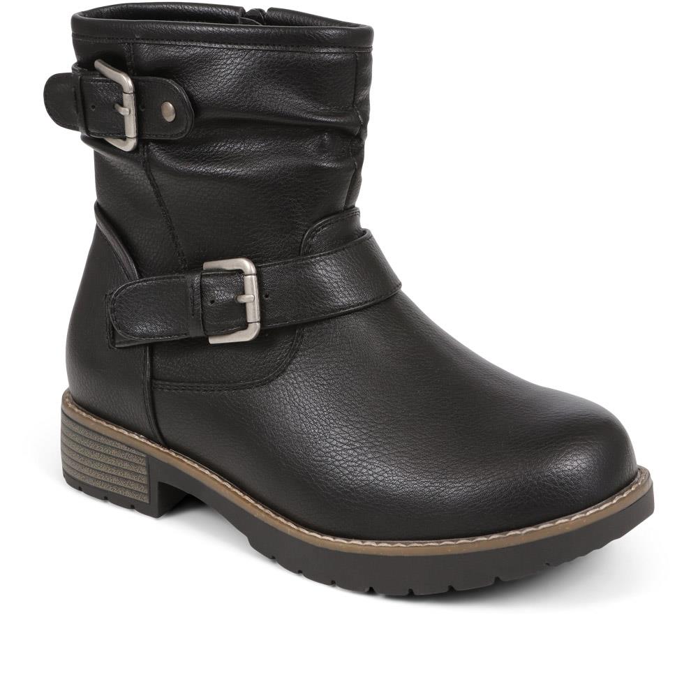 Ladies buckle ankle boots best sale