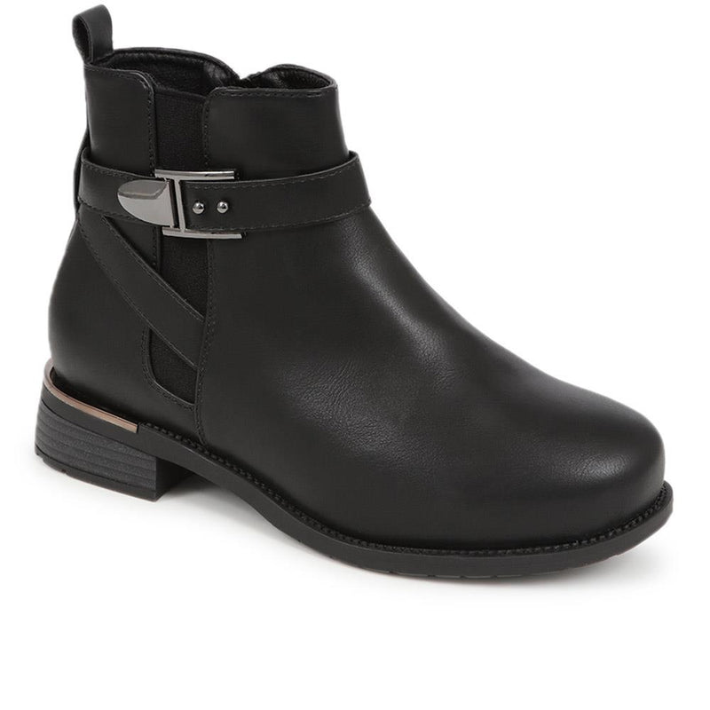 Extra-Wide Fit Buckle Strap Chelsea Boots - WITNEY / 324 178