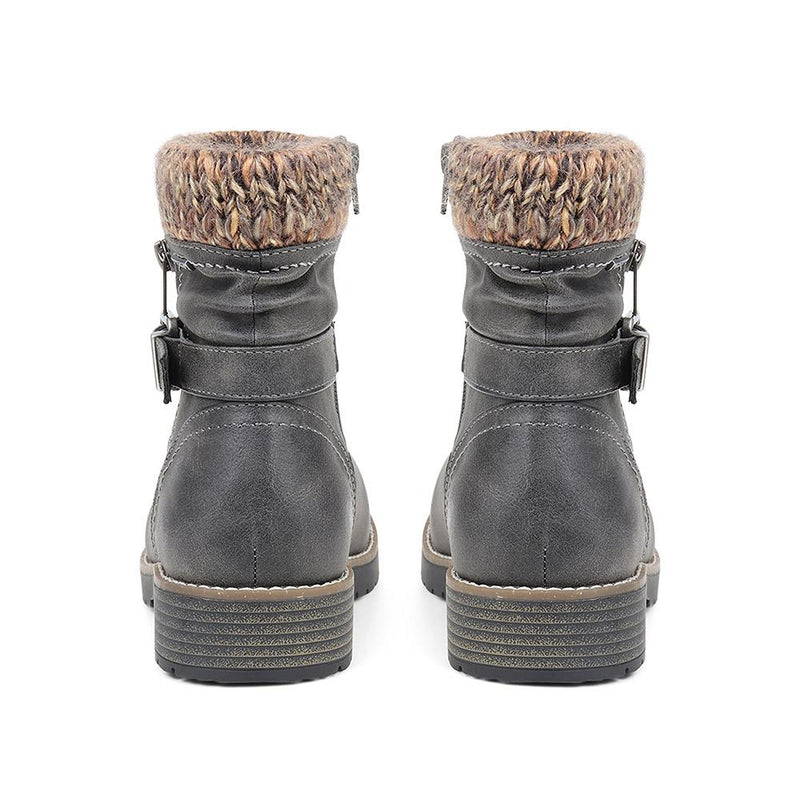 Knitted Cuff Ankle Boots - BEE / 324 435