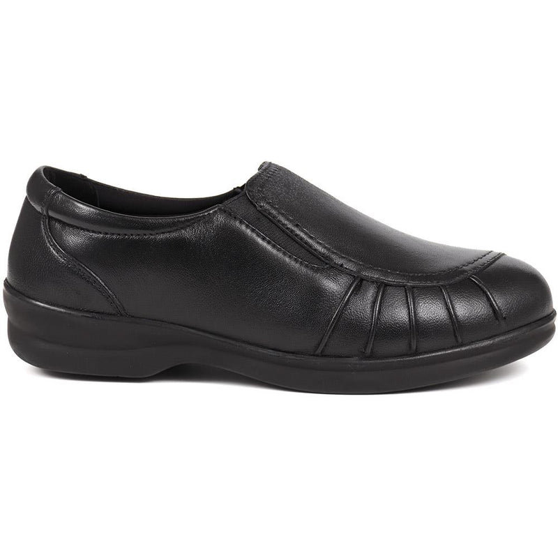 Extra Wide Fit Leather Slip On Shoes - KEYLA / 324 605