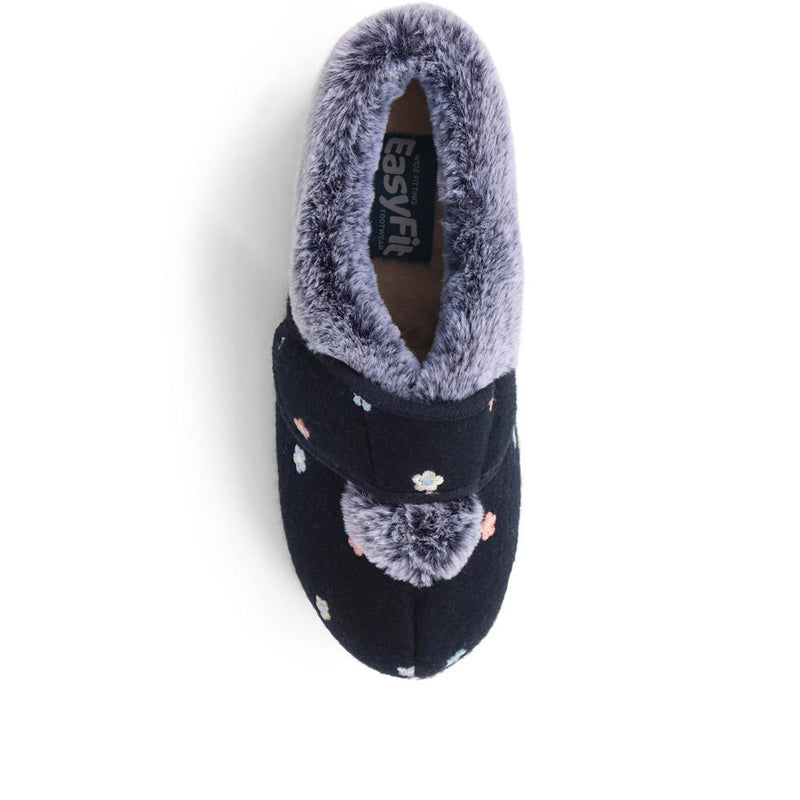 Extra Wide Fit Faux Fur Flower Slippers - LISBET / 324 143